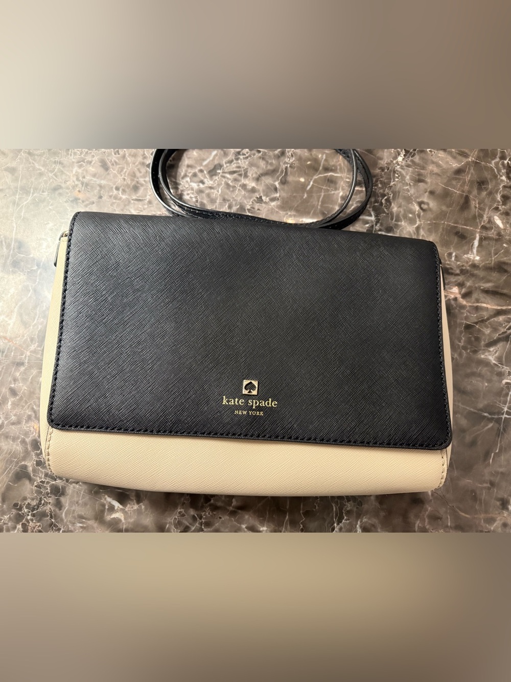 kate spade Black and Cream Chain-Detail Crossbody